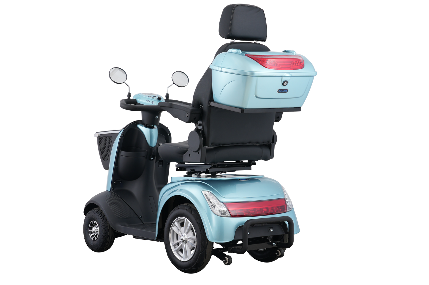 Rear Shocks: Dual rear shock absorbers on the Avantis Traveller ensuring a smooth ride on uneven terrain.