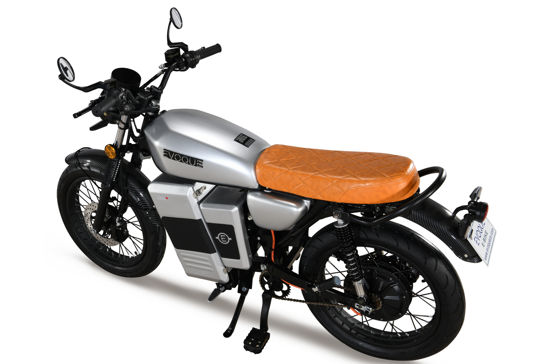 Evoque Legacy, 72V electric motorcycle, motorcycle-style e-bike, high-performance electric bike, front view Evoque Legacy, side view electric motorbike, rear view Evoque Legacy, full LED headlight, aggressive front fairing, alloy wheels, tubeless tires, disc brakes front and rear,