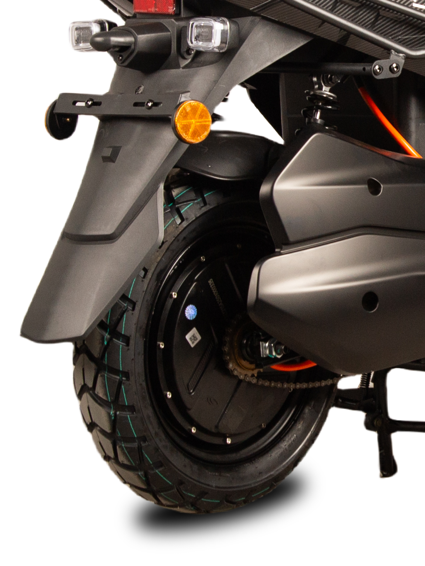 rear LED tactical brake light, tactical alloy wheels scooter, dual shock rear suspension tactical scooter