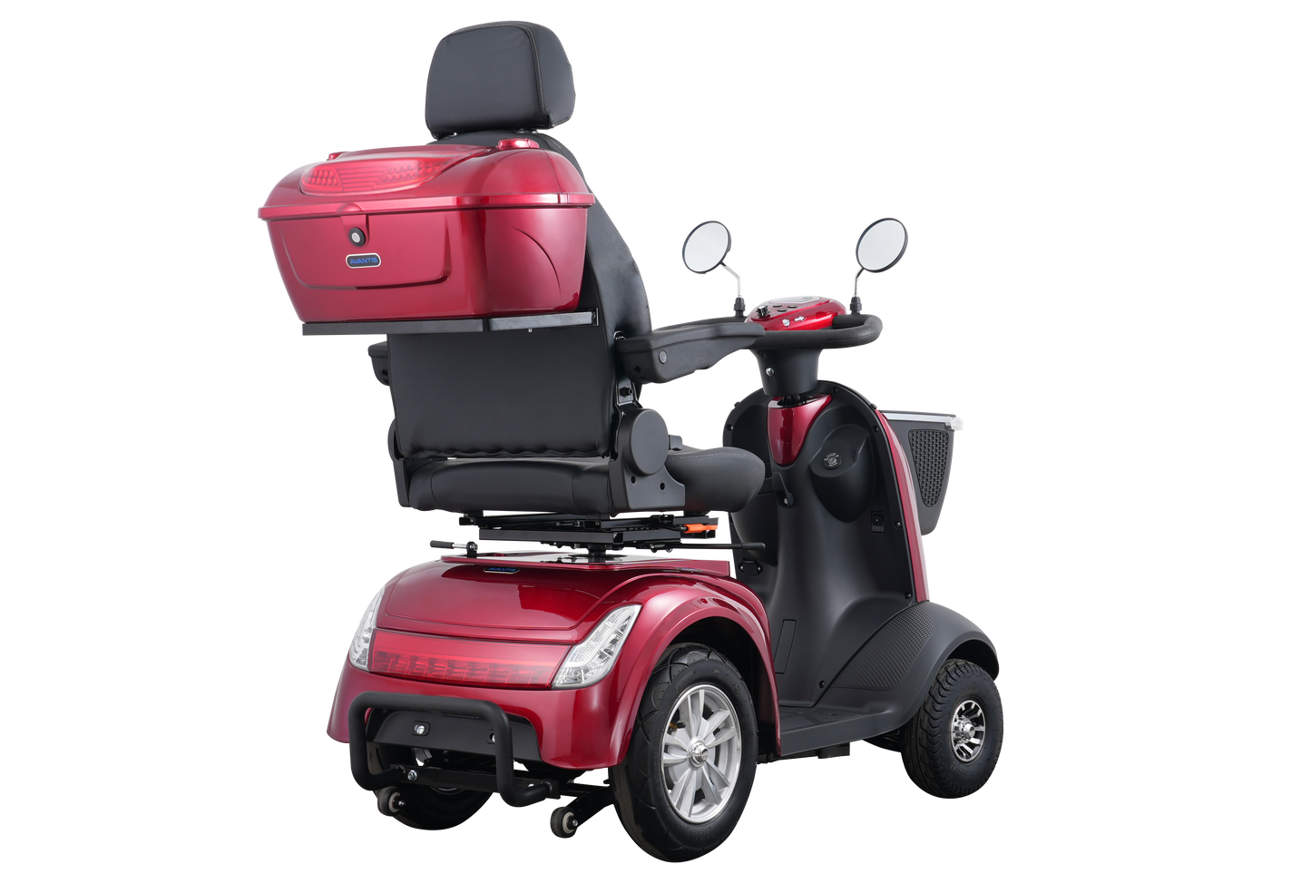 ow-angle shot of the Avantis Traveller emphasizing its heavy-duty suspension and 10-inch tires.