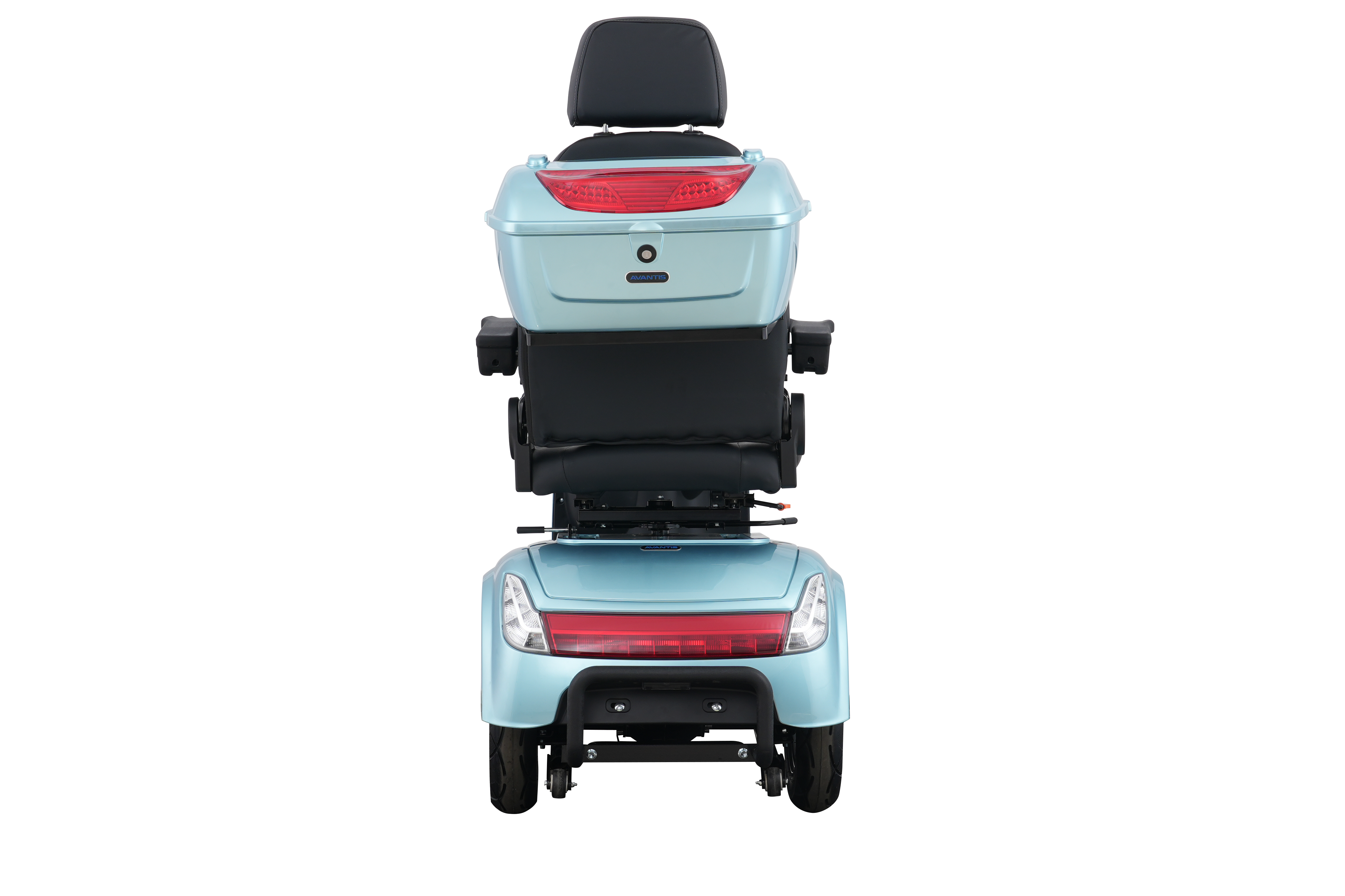 Large lockable rear tail box on the Avantis Traveller, ideal for groceries or personal belongings.