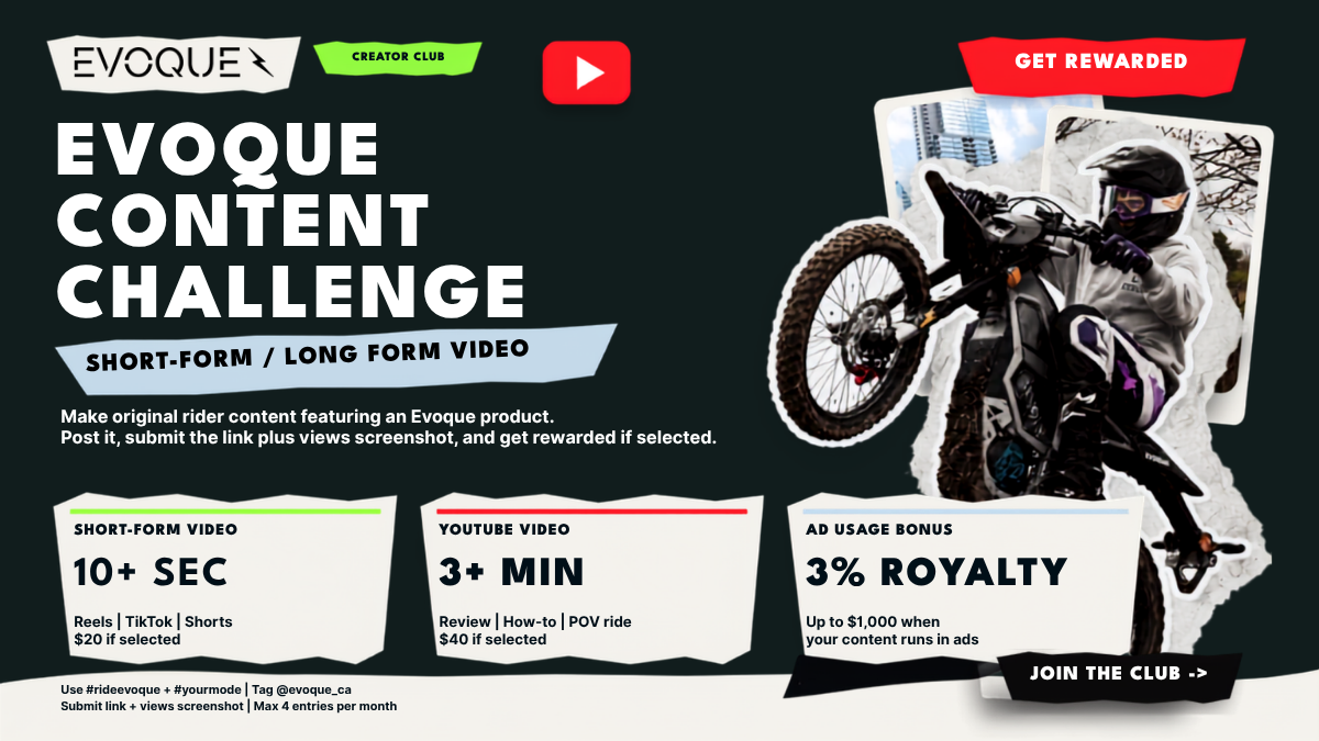 Use #ideevoque + #yourmode | Tag @evoque_ca Submit link + views screenshot | Max 4 entries per month